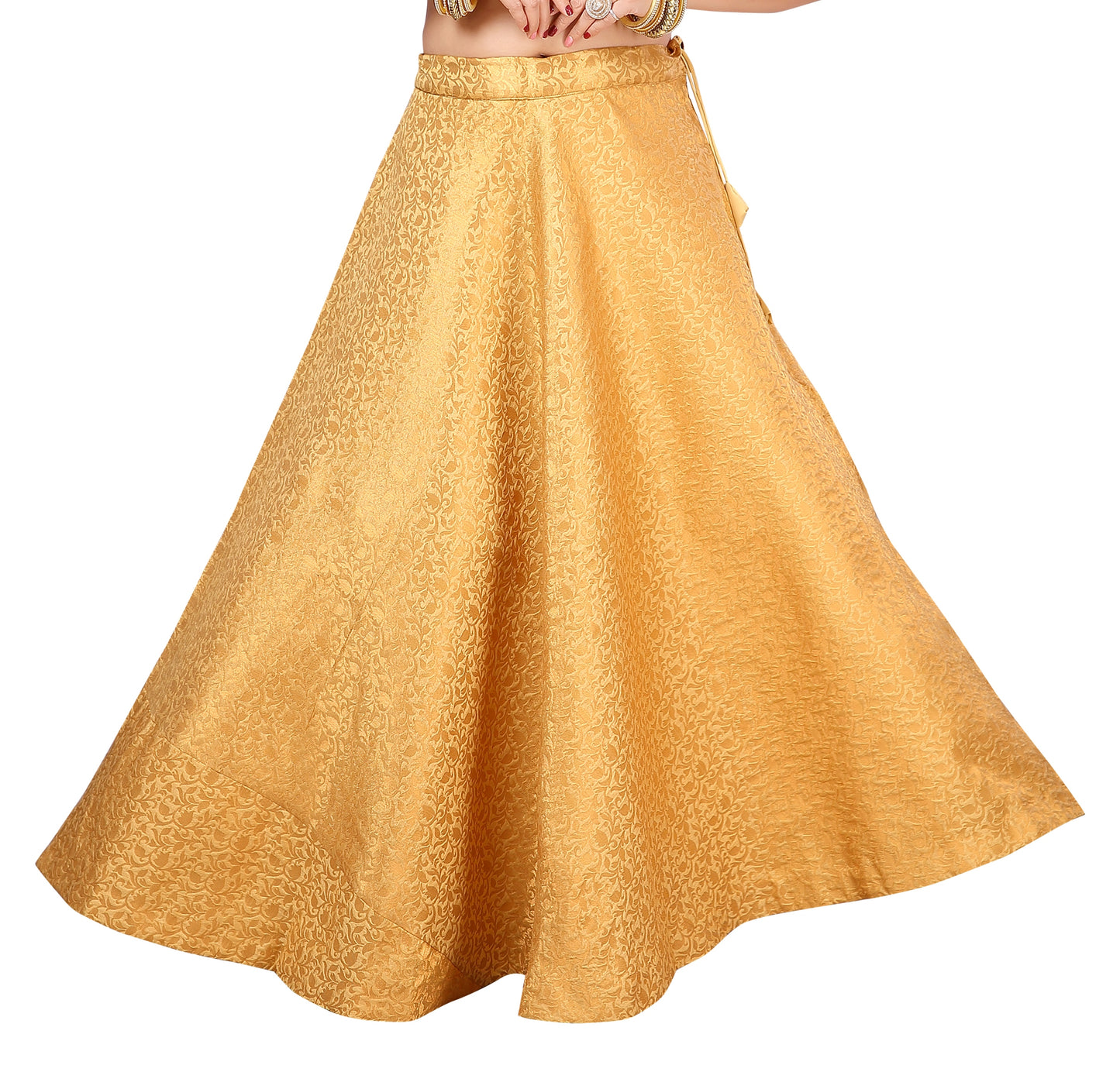 Women's Gold Benaras Brocade Skirt (Design 602)