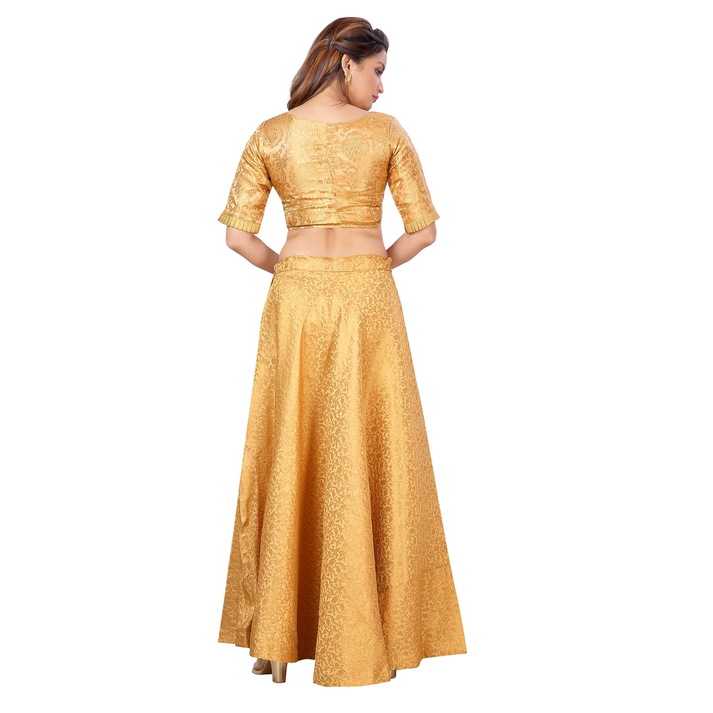 Women's Gold Benaras Brocade Skirt (Design 602)