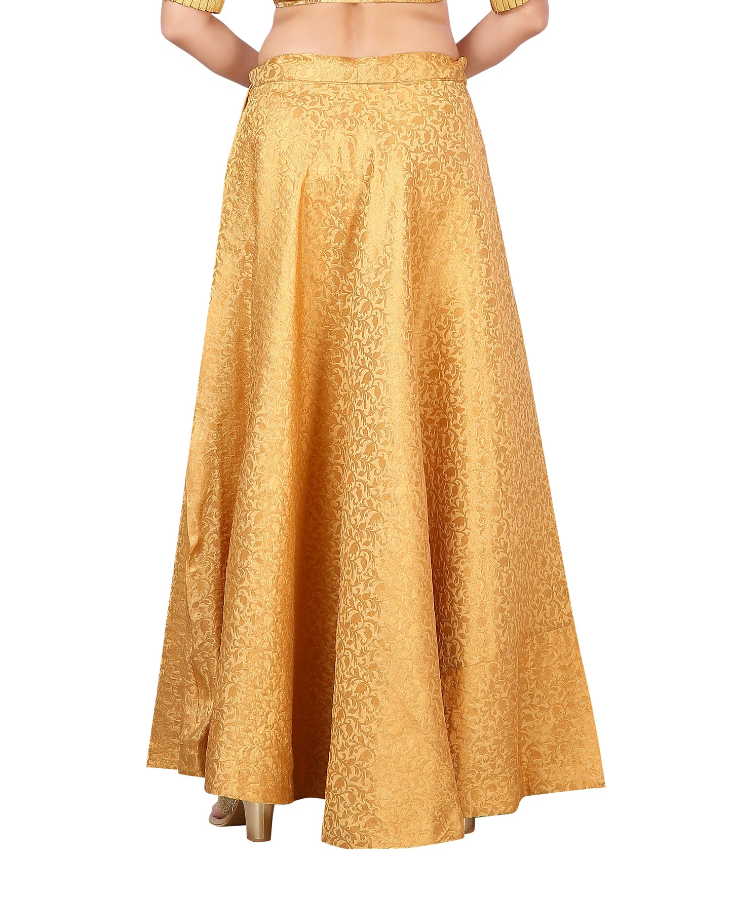 Women's Gold Benaras Brocade Skirt (Design 602)