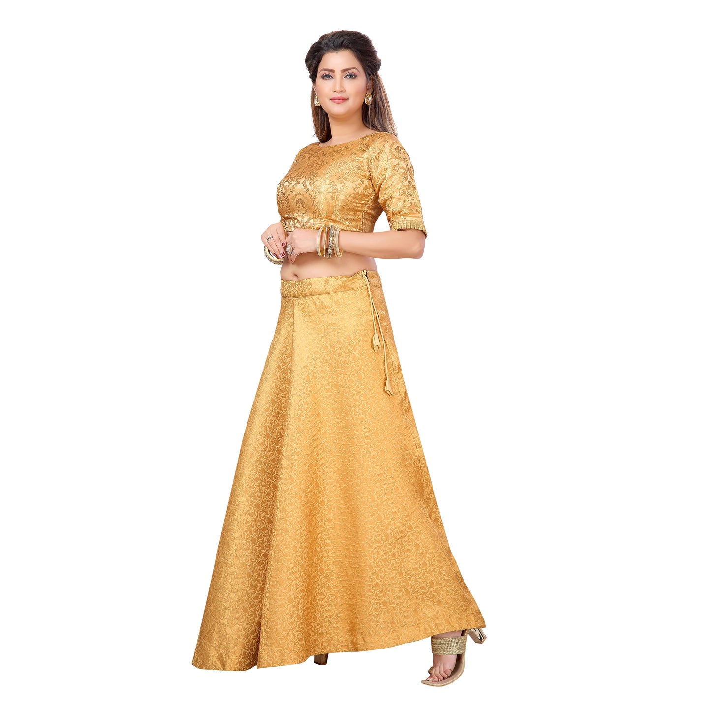 Women's Gold Benaras Brocade Skirt (Design 602)