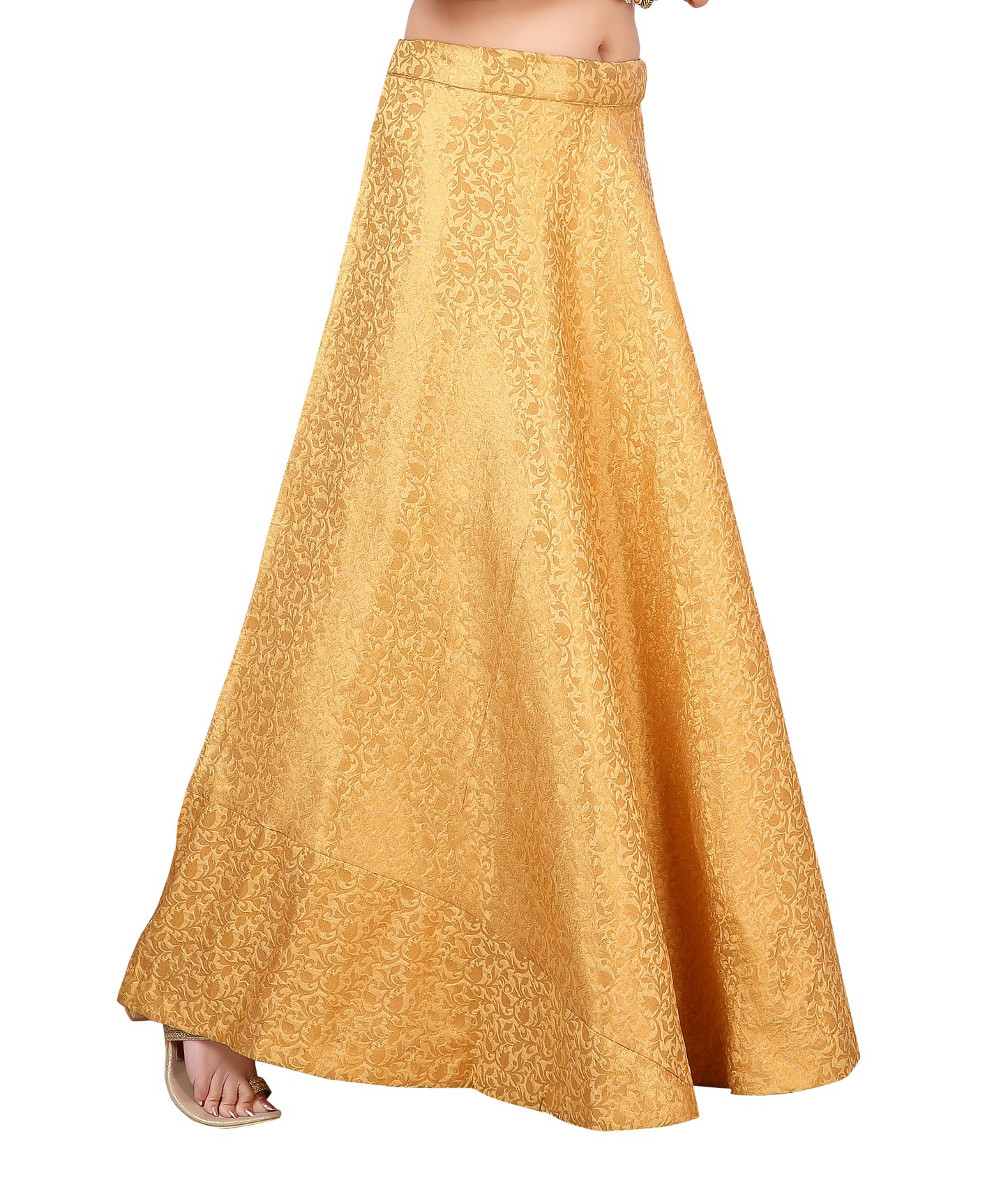 Women's Gold Benaras Brocade Skirt (Design 602)