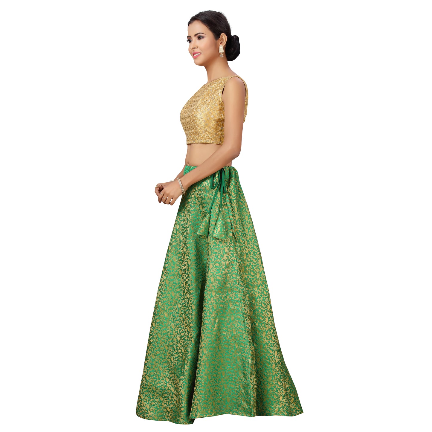 Women's Green Benaras Brocade Skirt (Design 602)