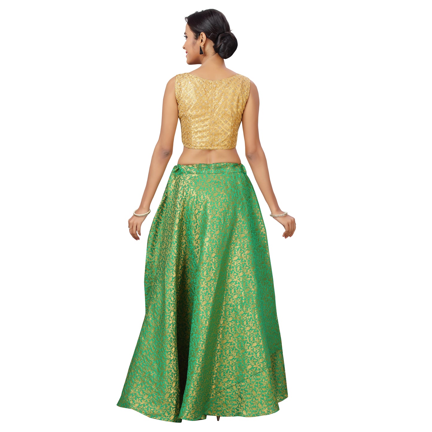 Women's Green Benaras Brocade Skirt (Design 602)