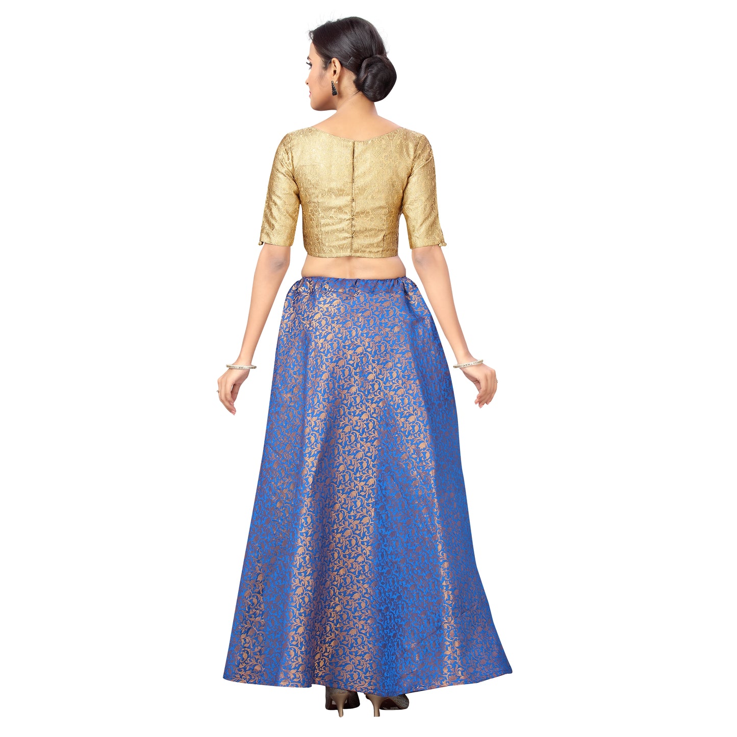 Women's Benaras Brocade Skirt Lehenga Ghaghra (0602 - Midnight Blue)