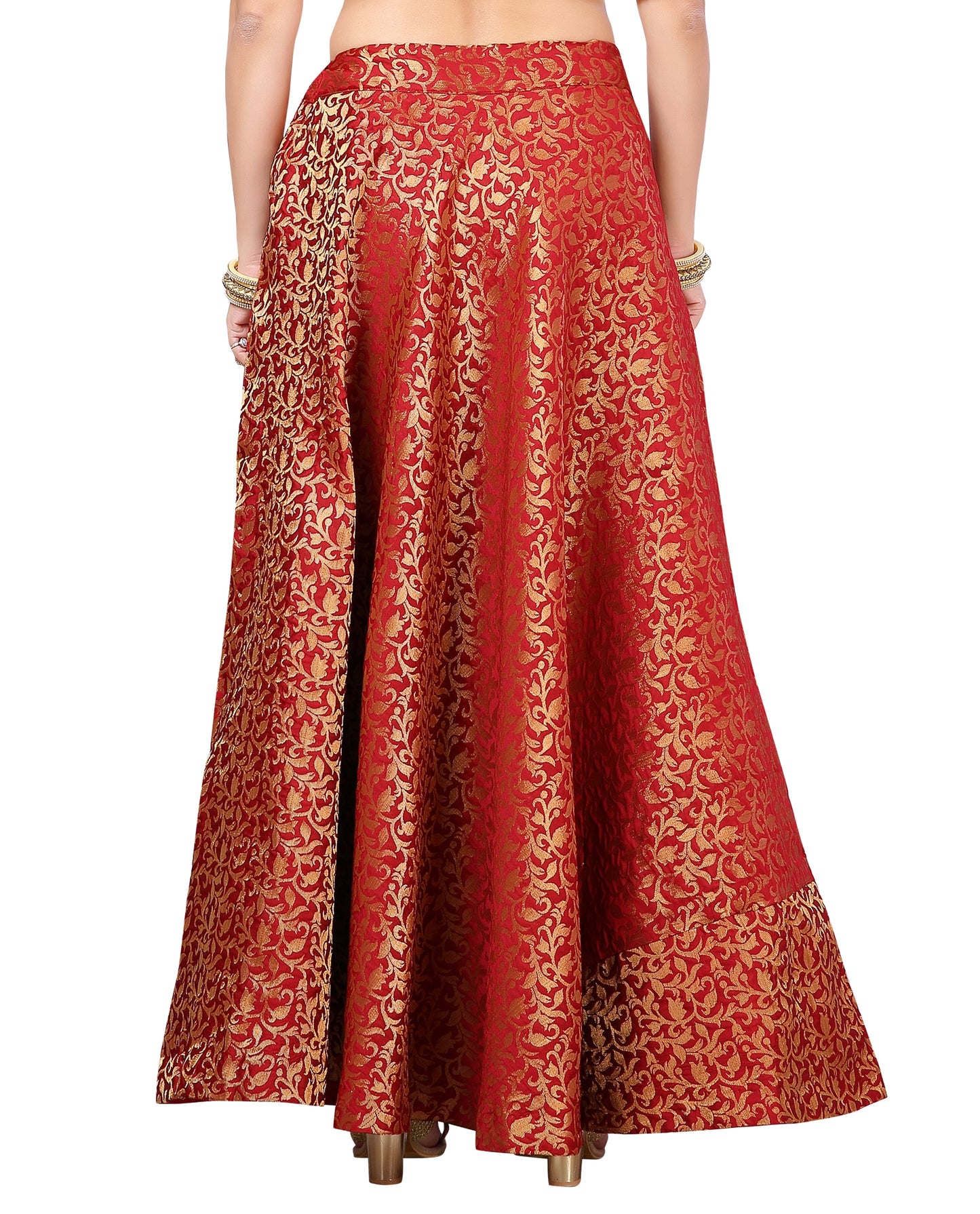 Women's Maroon Benaras Brocade Skirt (Design 602)