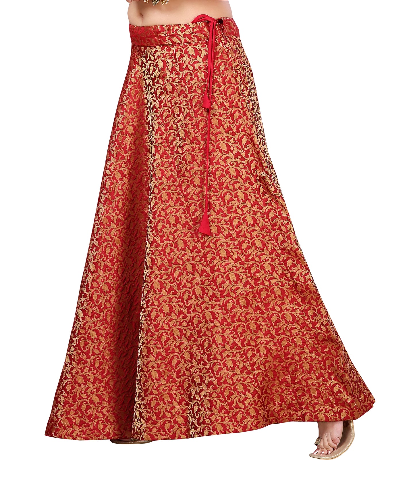 Women's Maroon Benaras Brocade Skirt (Design 602)