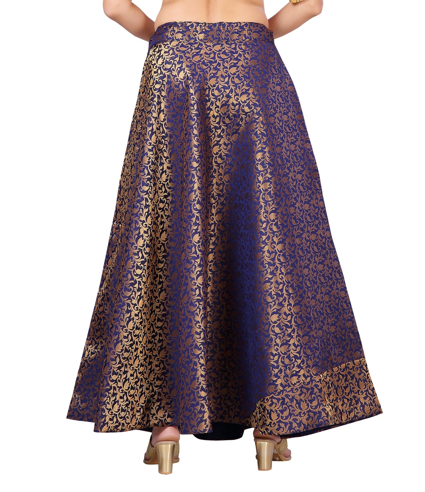 Women's Navy Blue Benaras Brocade Skirt (Design 602)