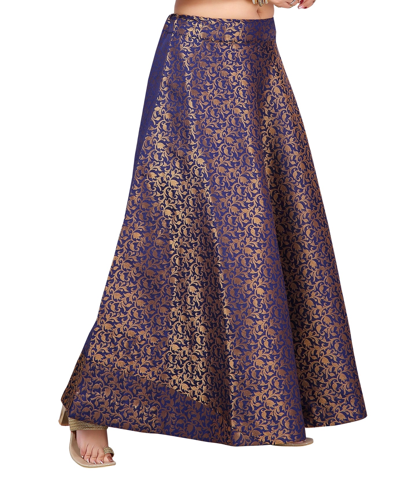 Women's Navy Blue Benaras Brocade Skirt (Design 602)