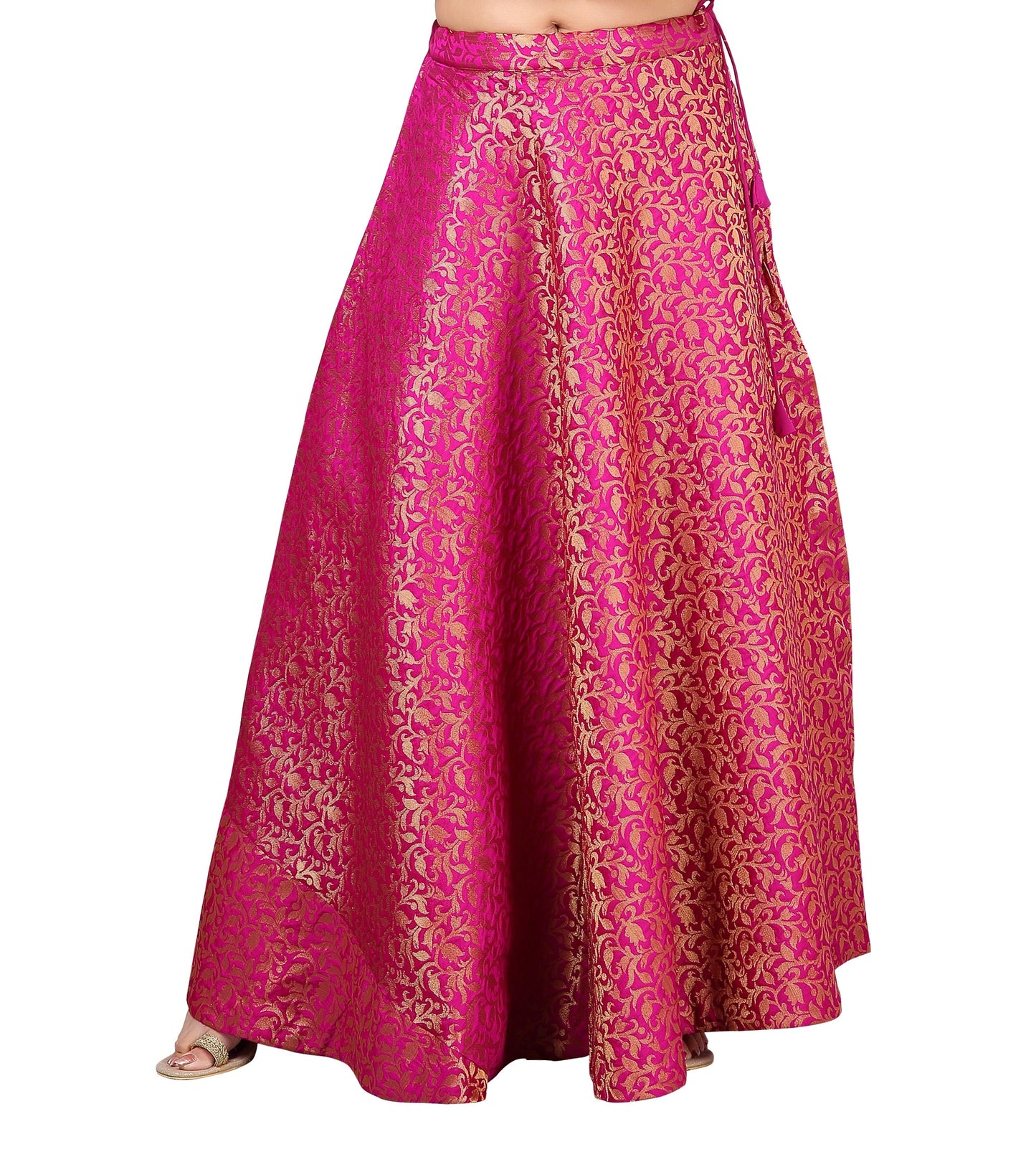 Women's Benaras Brocade Skirt Lehenga Ghaghra (0602 - Pink)