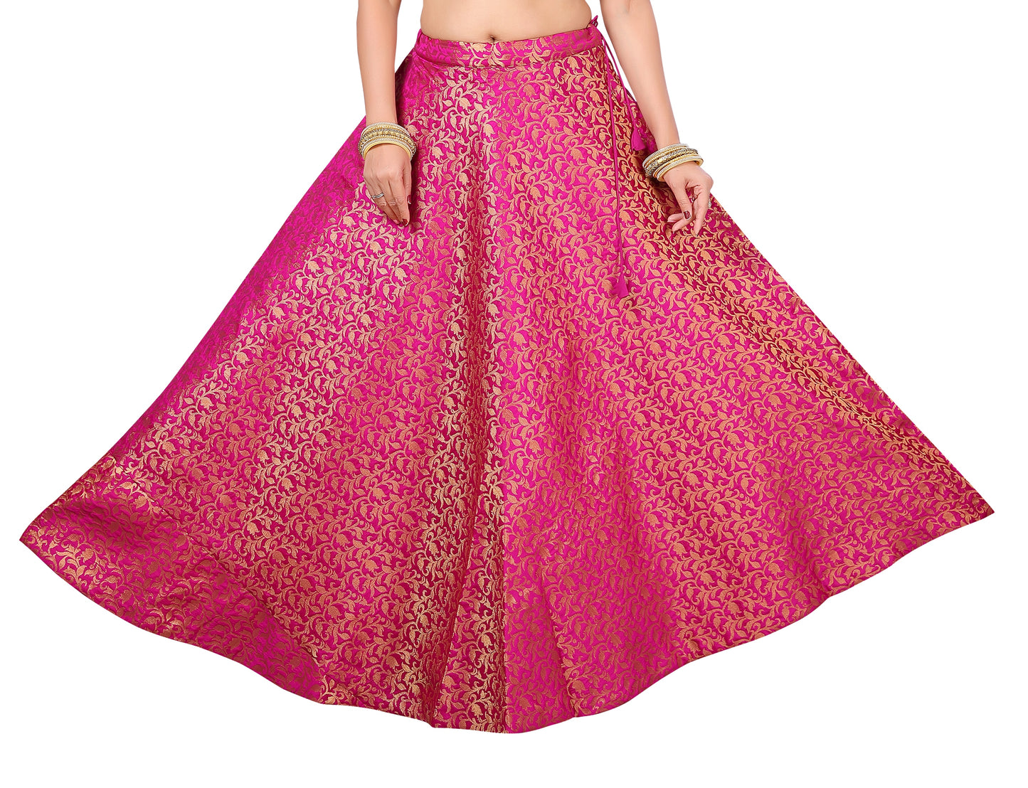 Women's Benaras Brocade Skirt Lehenga Ghaghra (0602 - Pink)