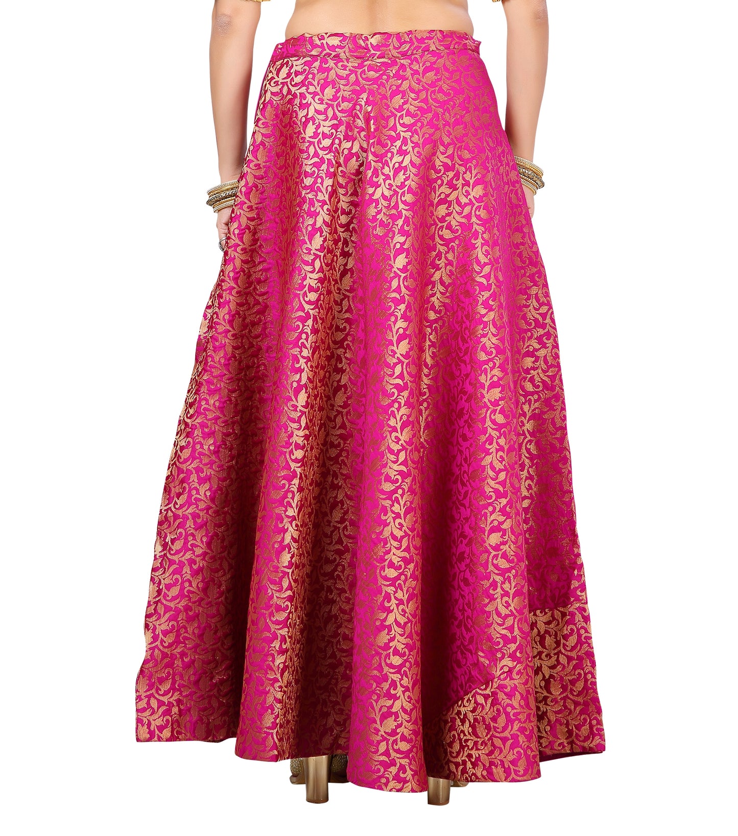 Women's Benaras Brocade Skirt Lehenga Ghaghra (0602 - Pink)