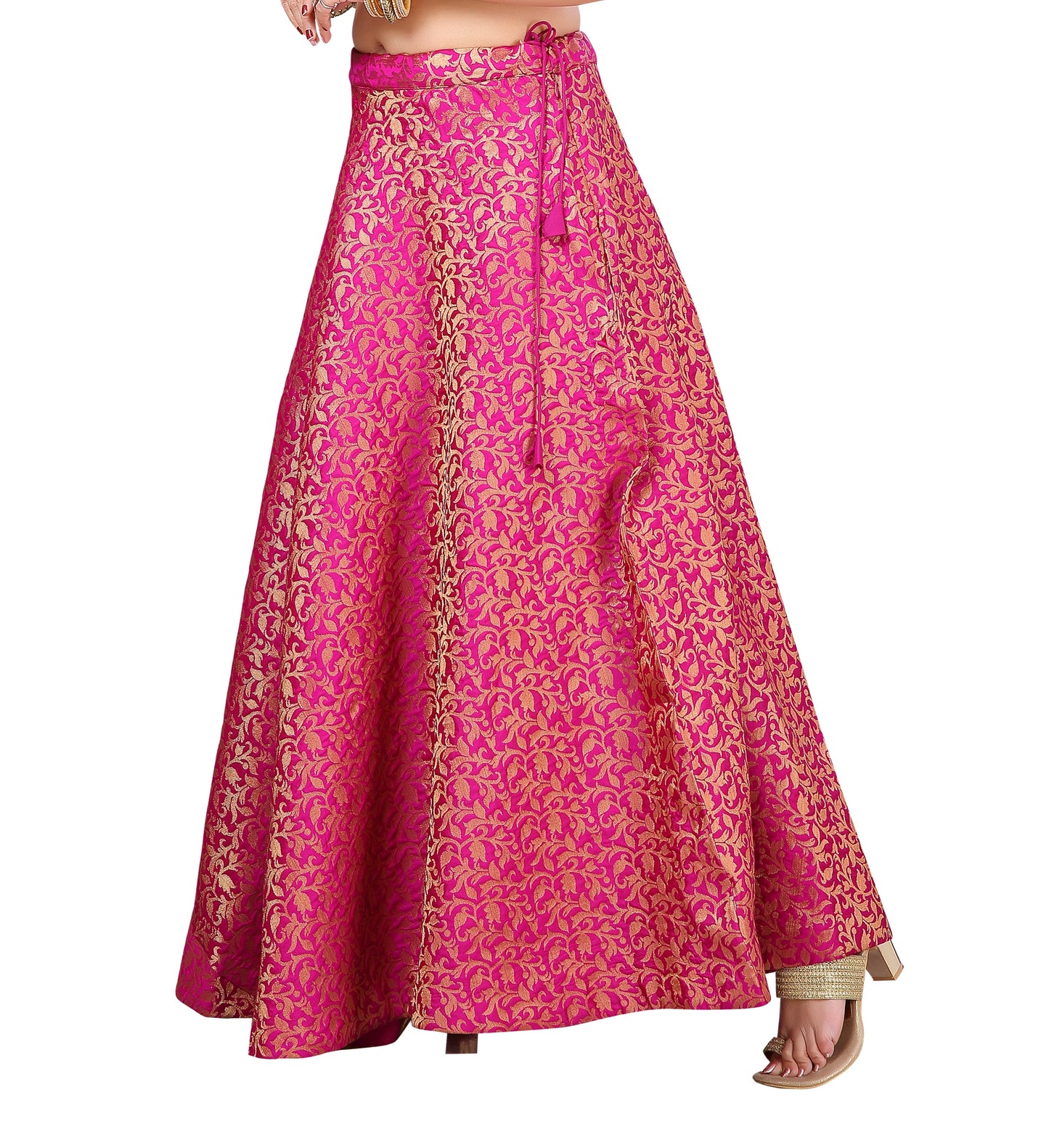 Women's Benaras Brocade Skirt Lehenga Ghaghra (0602 - Pink)