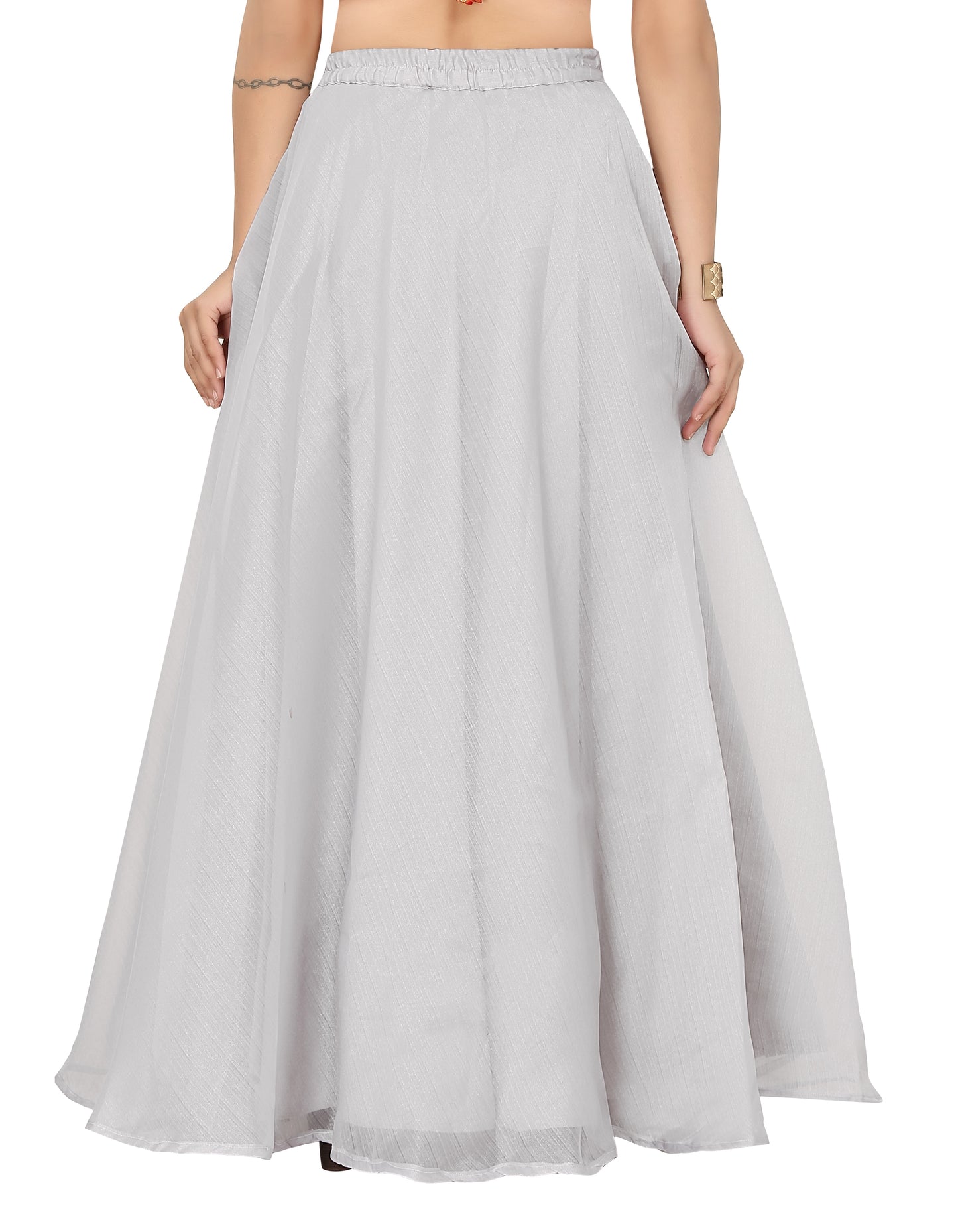 Women's Organza Skirt Lehenga Ghaghra With Cancan (0608 - Grey)