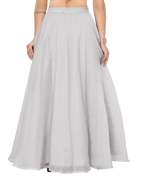 Women's Organza Skirt Lehenga Ghaghra With Cancan (0608 - Grey)