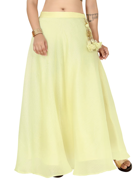 Women's Organza Skirt Lehenga Ghaghra With Cancan (0608 - Yellow)