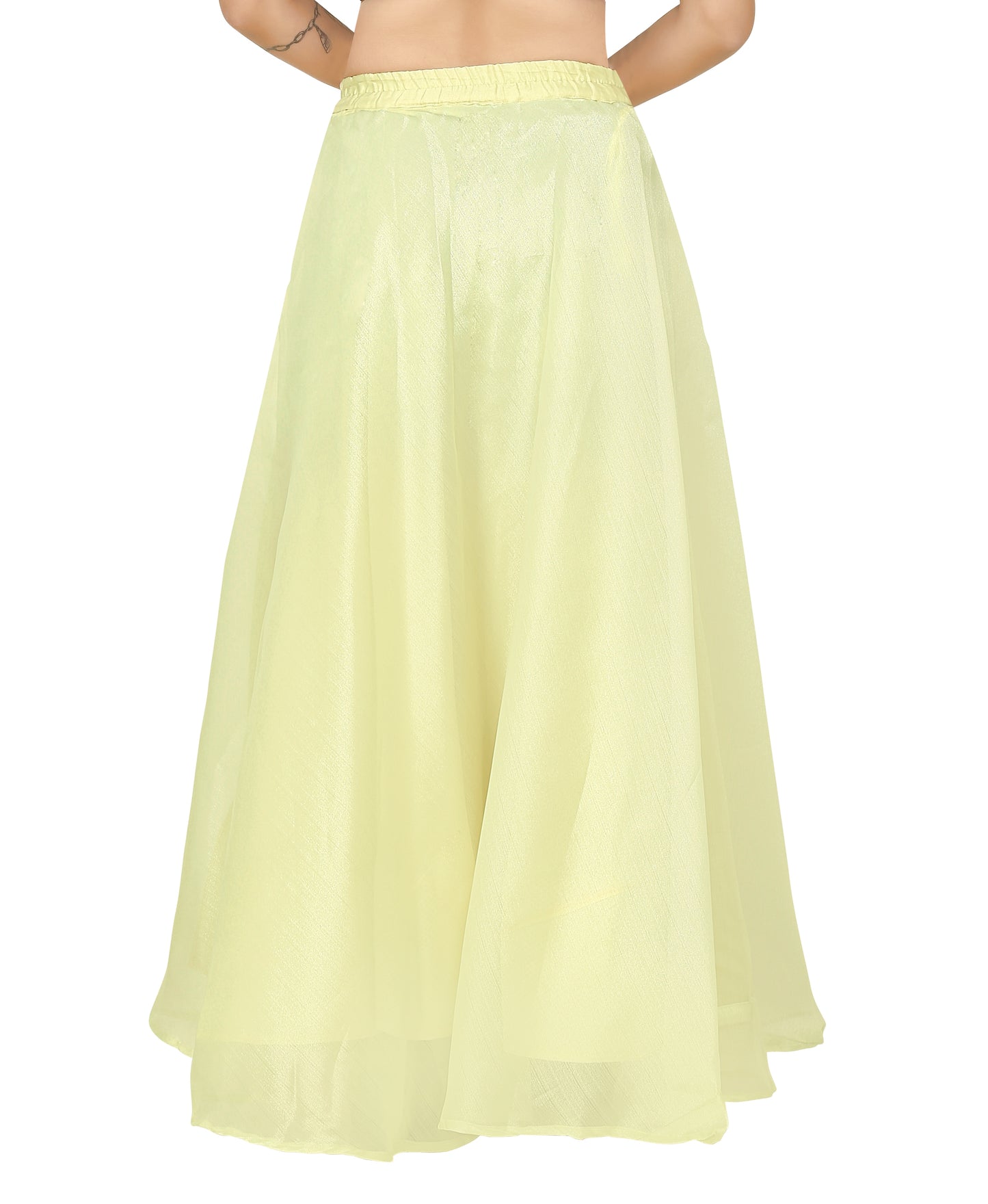 Women's Organza Skirt Lehenga Ghaghra With Cancan (0608 - Yellow)