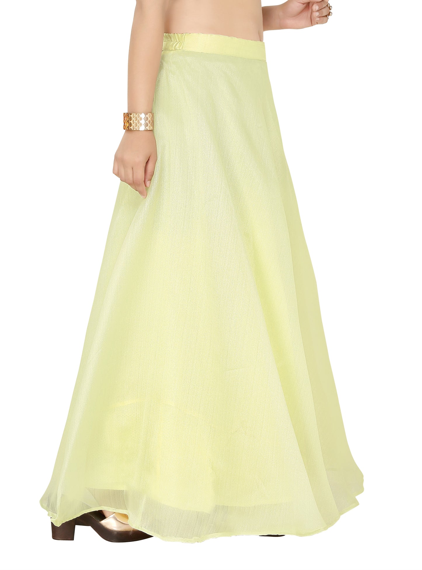 Women's Organza Skirt Lehenga Ghaghra With Cancan (0608 - Yellow)