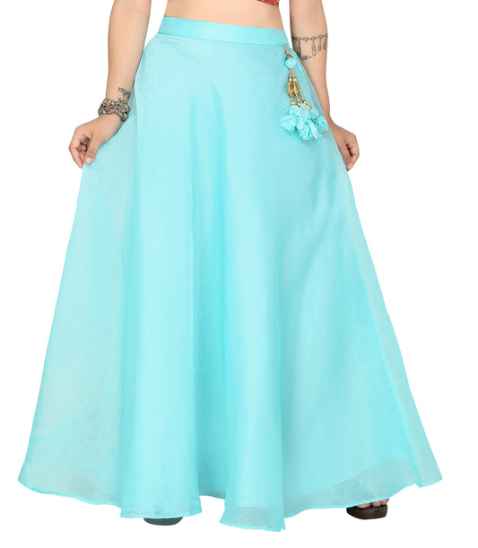 Women's Organza Skirt Lehenga Ghaghra With Cancan (0608 - Sky Blue)