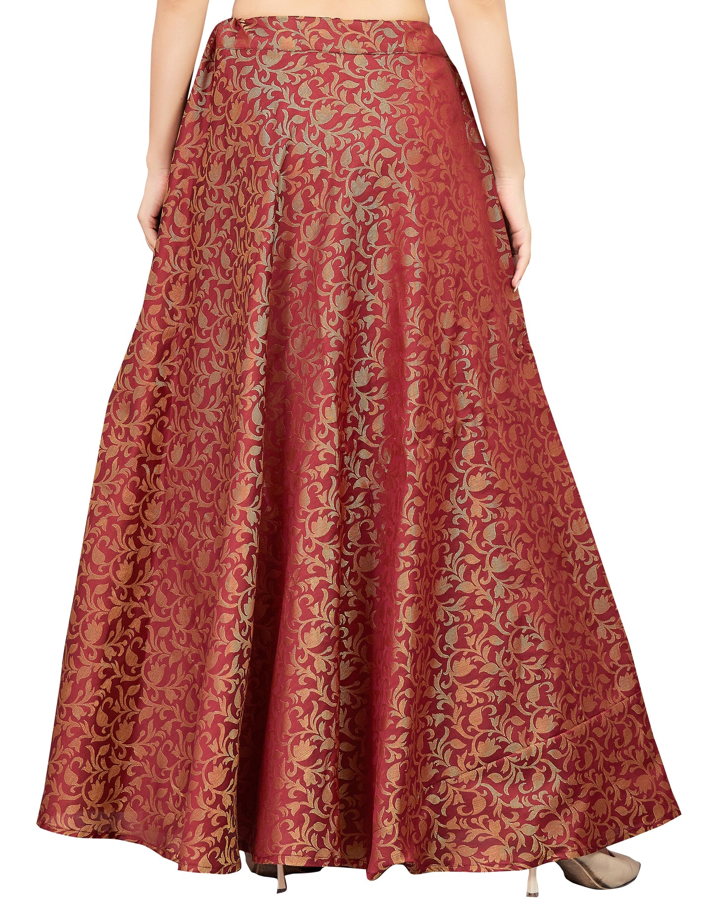 Women's Maroon Benaras Brocade Skirt (Design 609)