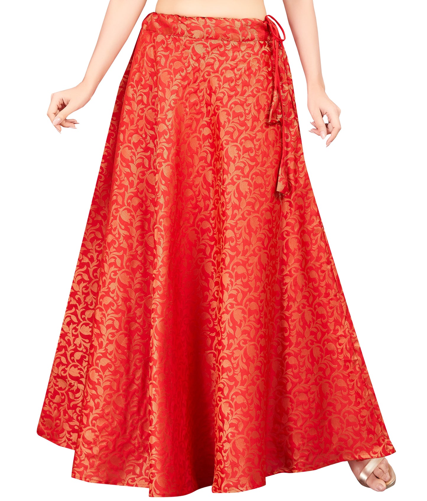 Women's Red Benaras Brocade Skirt (Design 609)