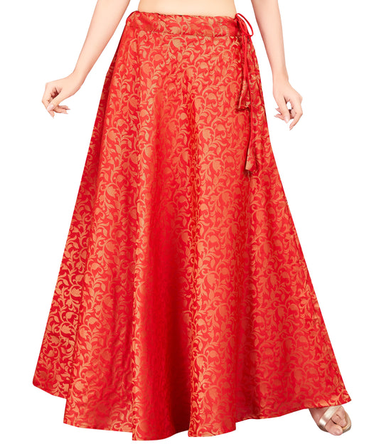Women's Red Benaras Brocade Skirt (Design 609)
