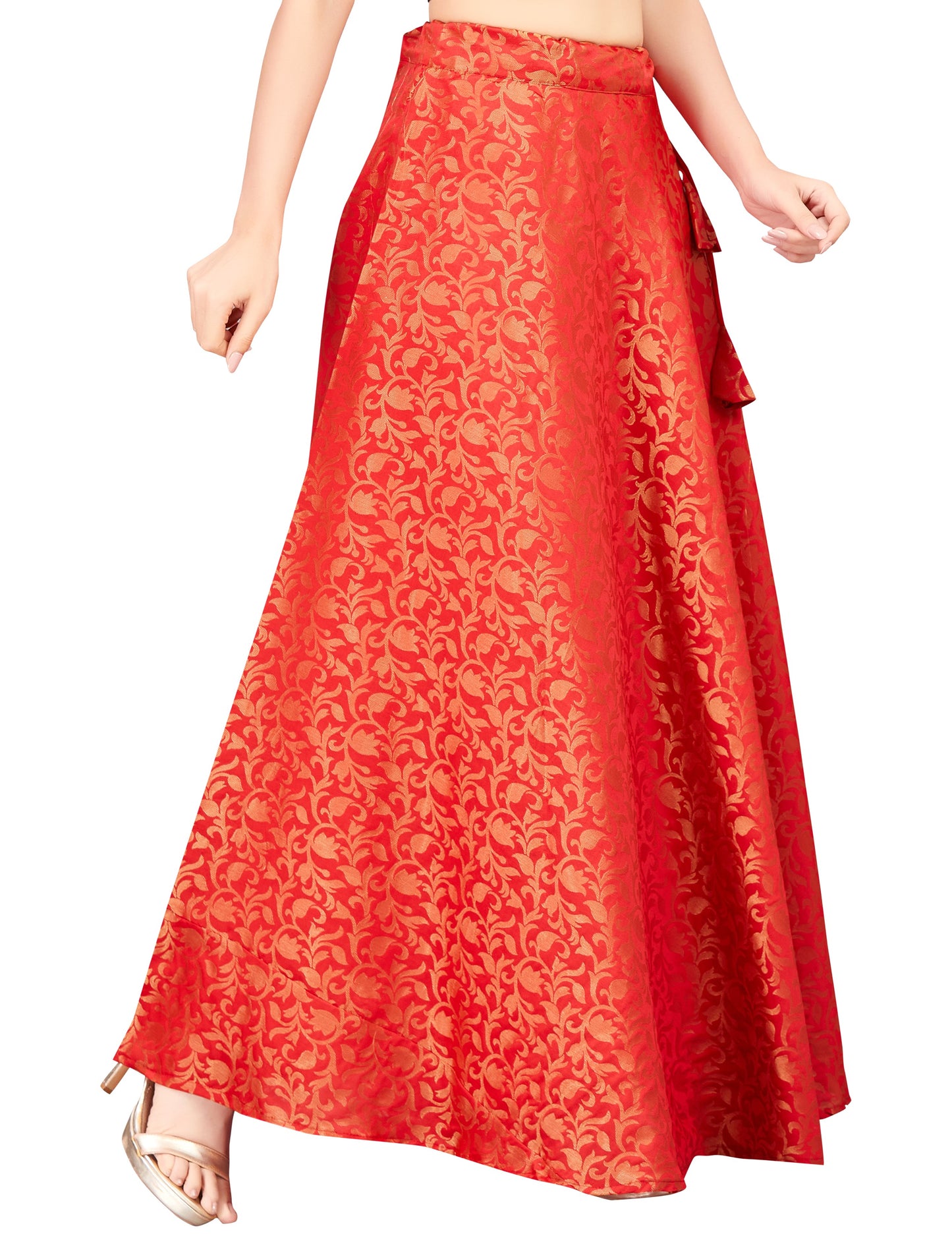 Women's Red Benaras Brocade Skirt (Design 609)