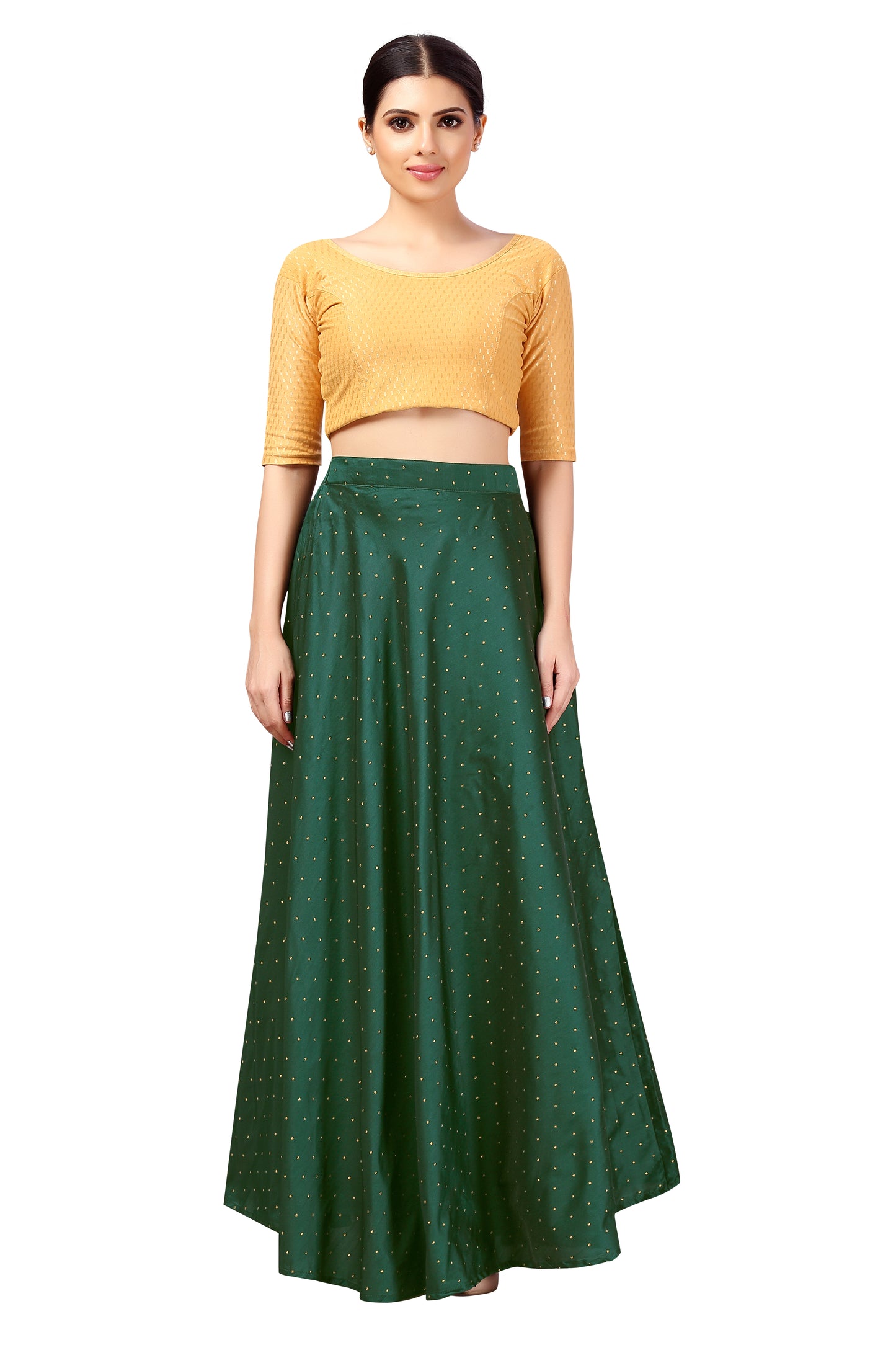 Women's Bottle Green Taffeta Skirt (Design 0613)