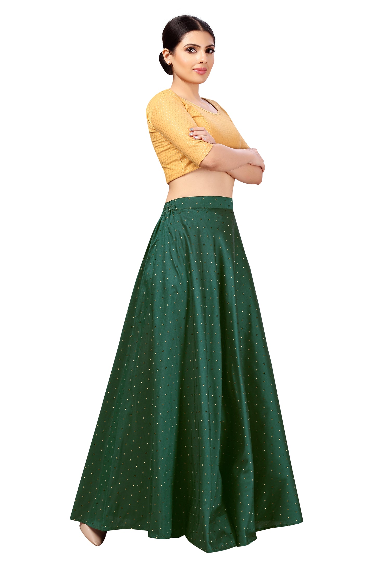 Women's Bottle Green Taffeta Skirt (Design 0613)