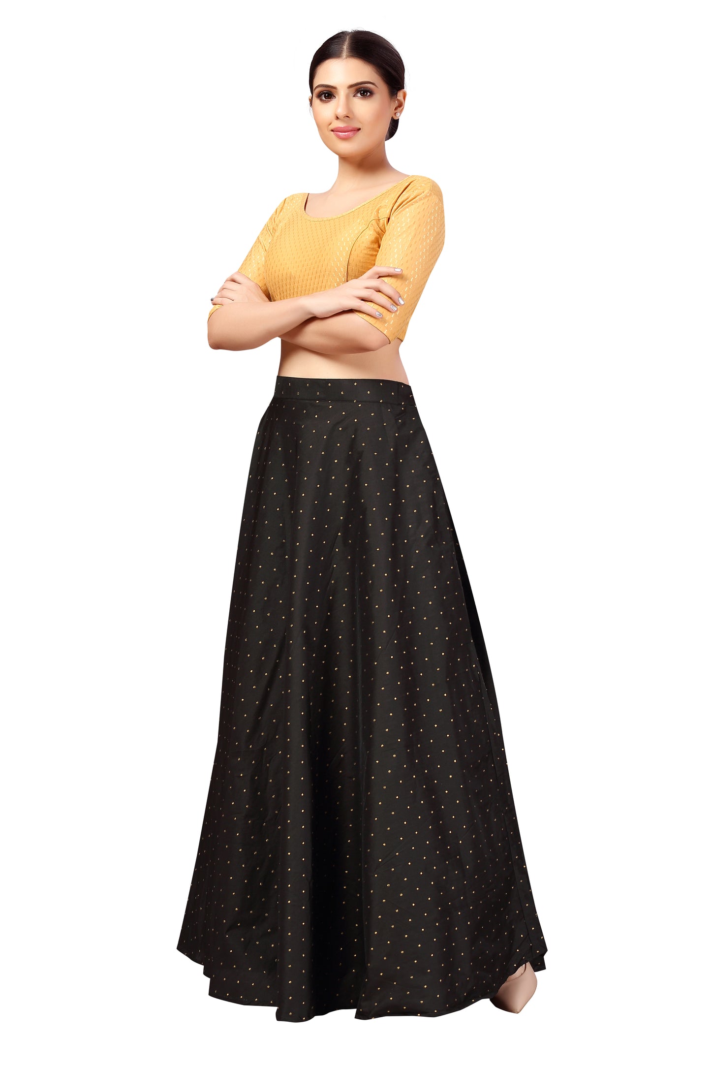 Women's Black Taffeta Skirt (Design 0613)