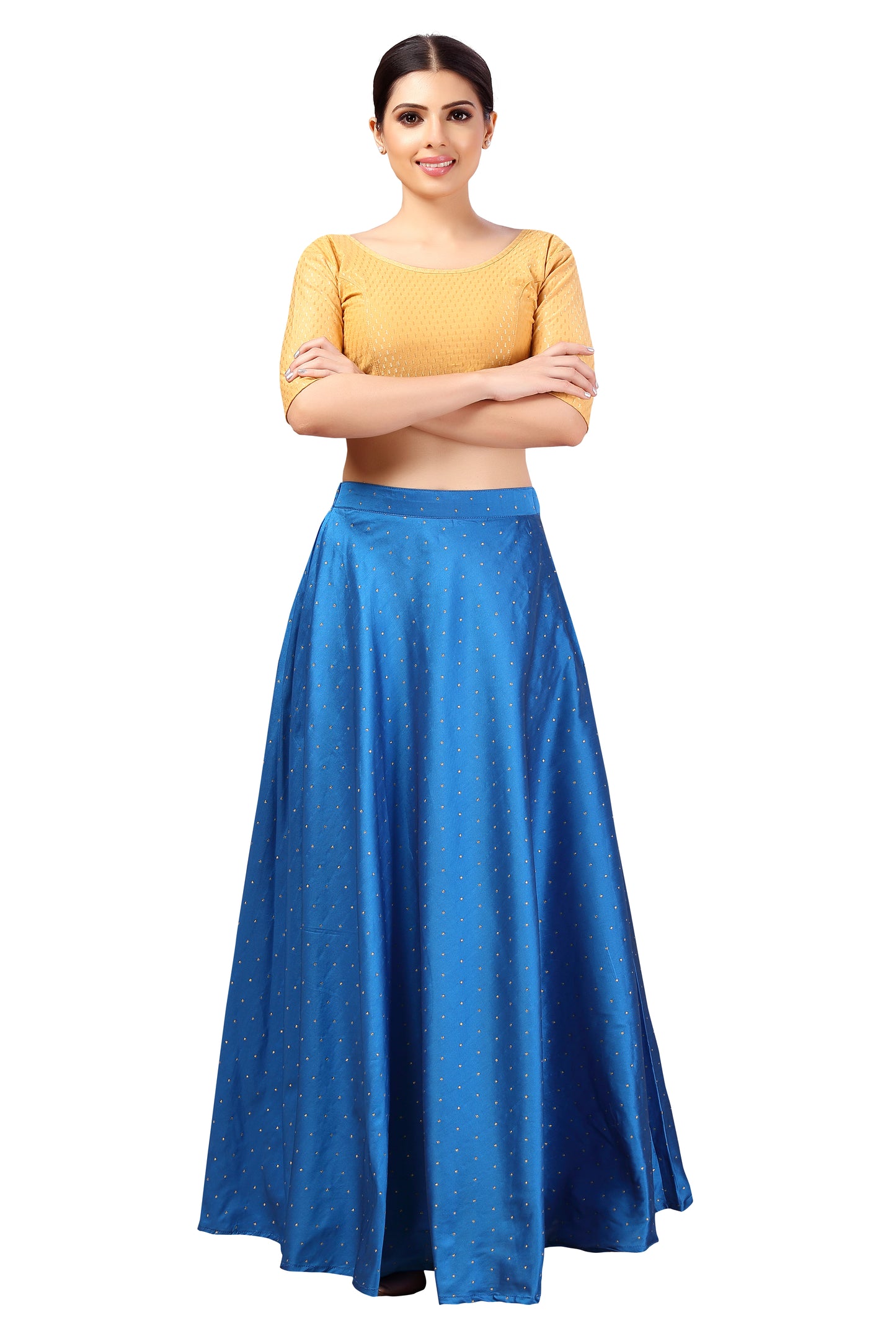 Women's Blue Taffeta Skirt (Design 0613)