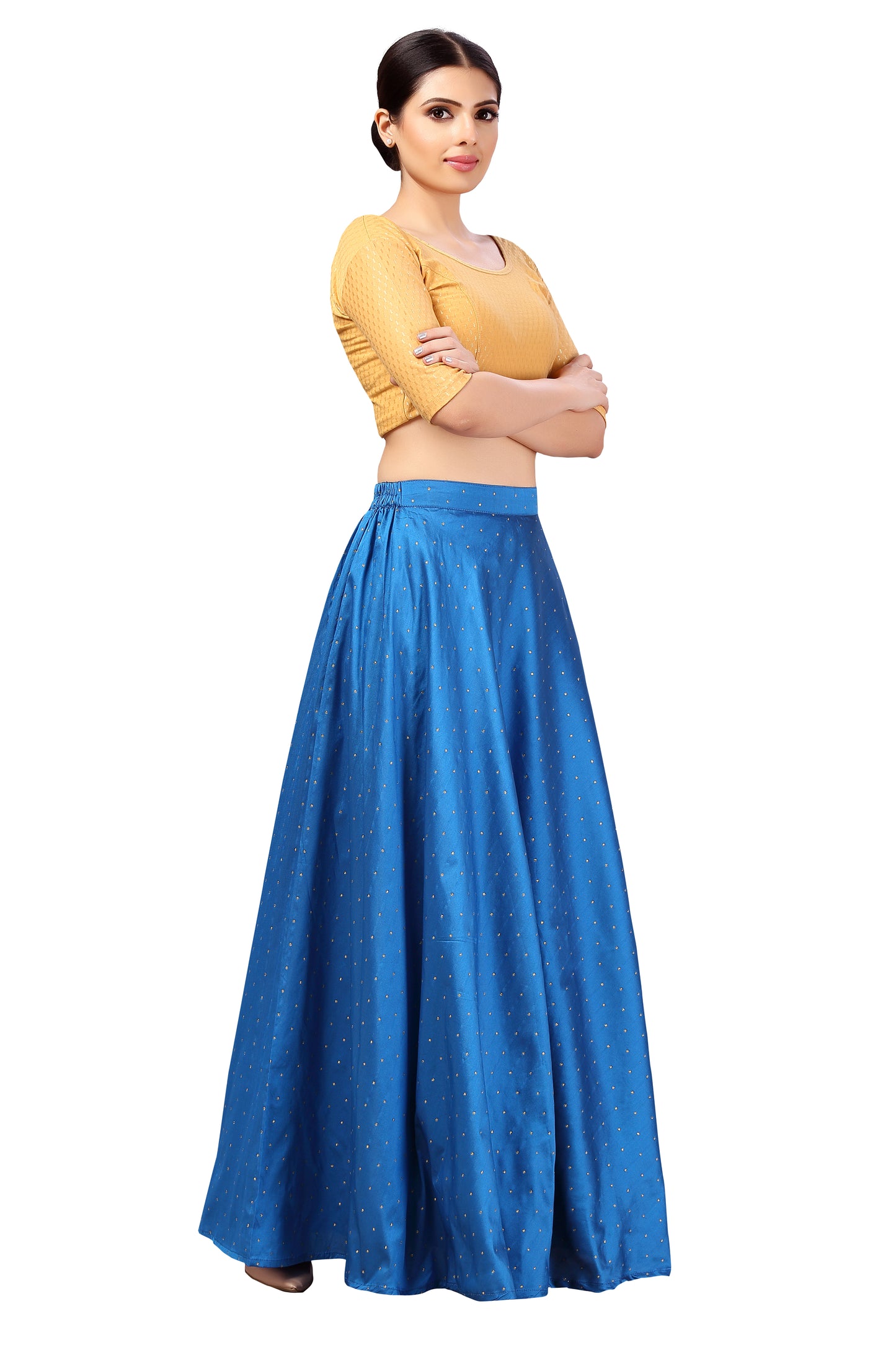 Women's Blue Taffeta Skirt (Design 0613)