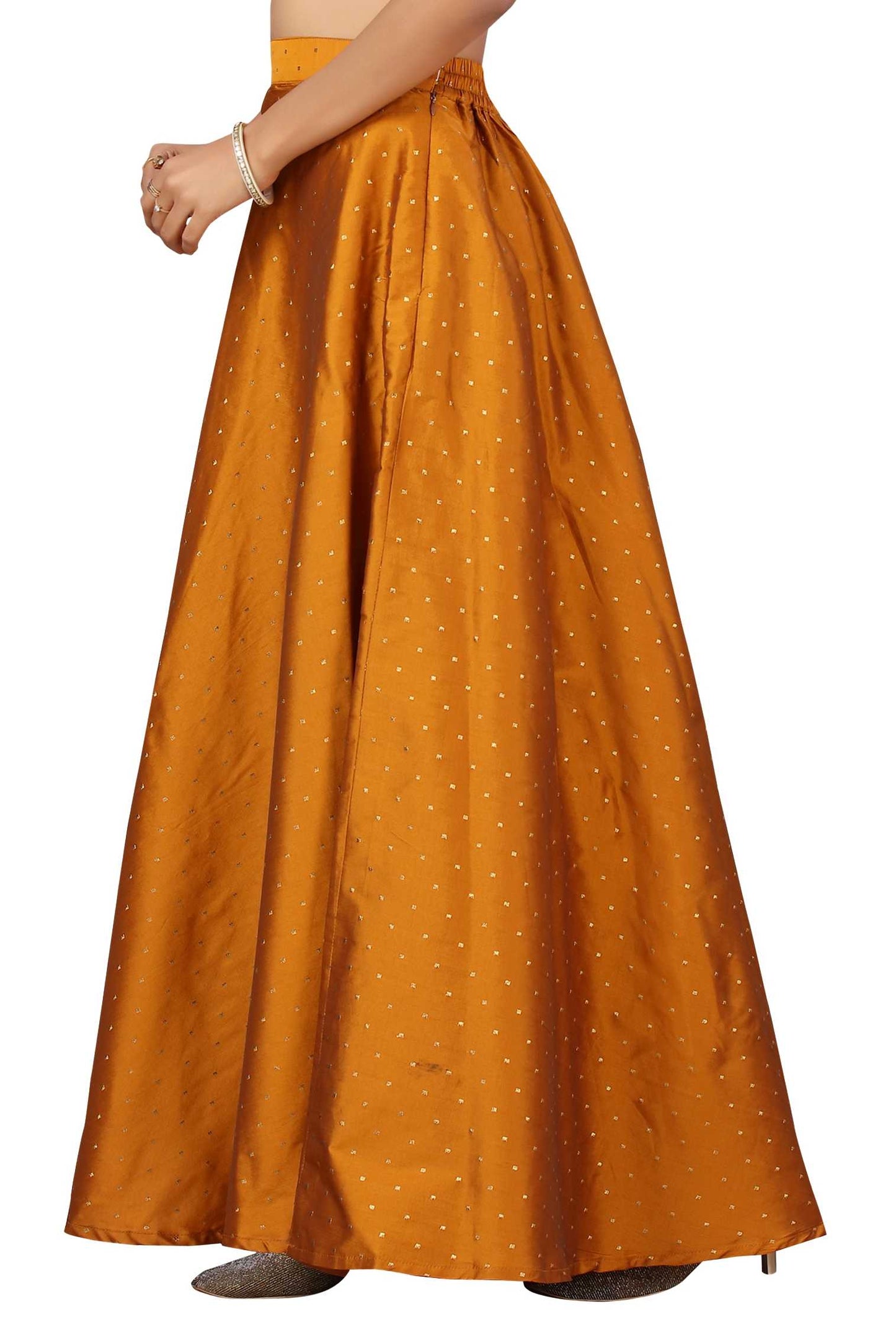 Women's Mustard Yellow Taffeta Skirt (Design 0613)