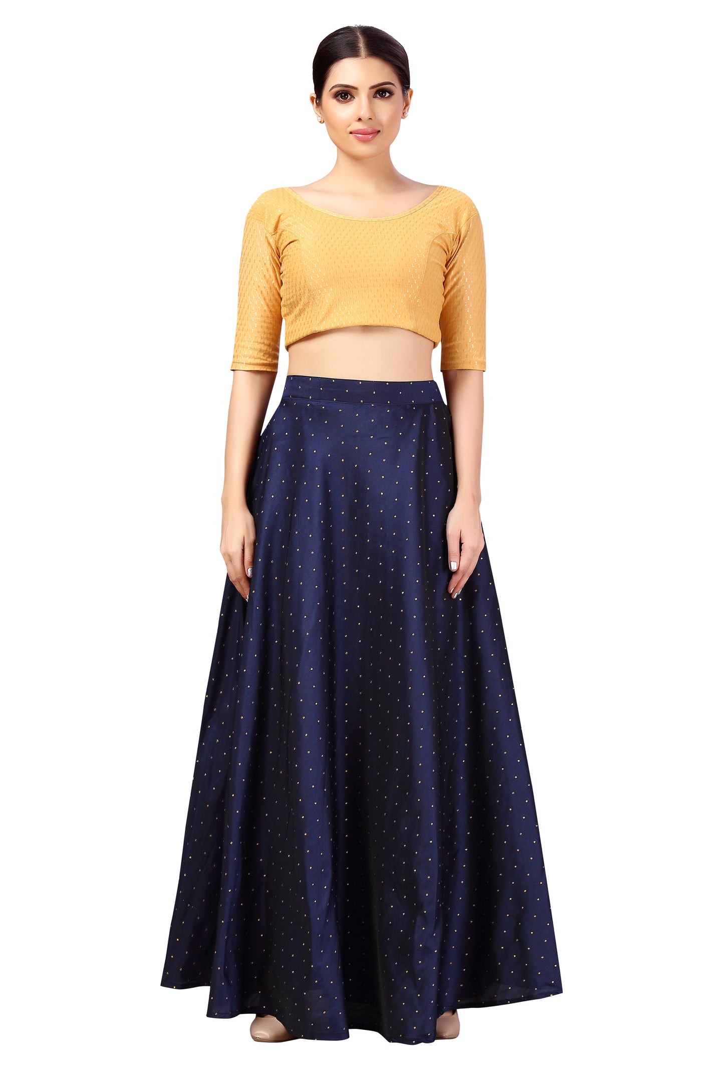 Women's Navy Blue Taffeta Skirt (Design 0613)