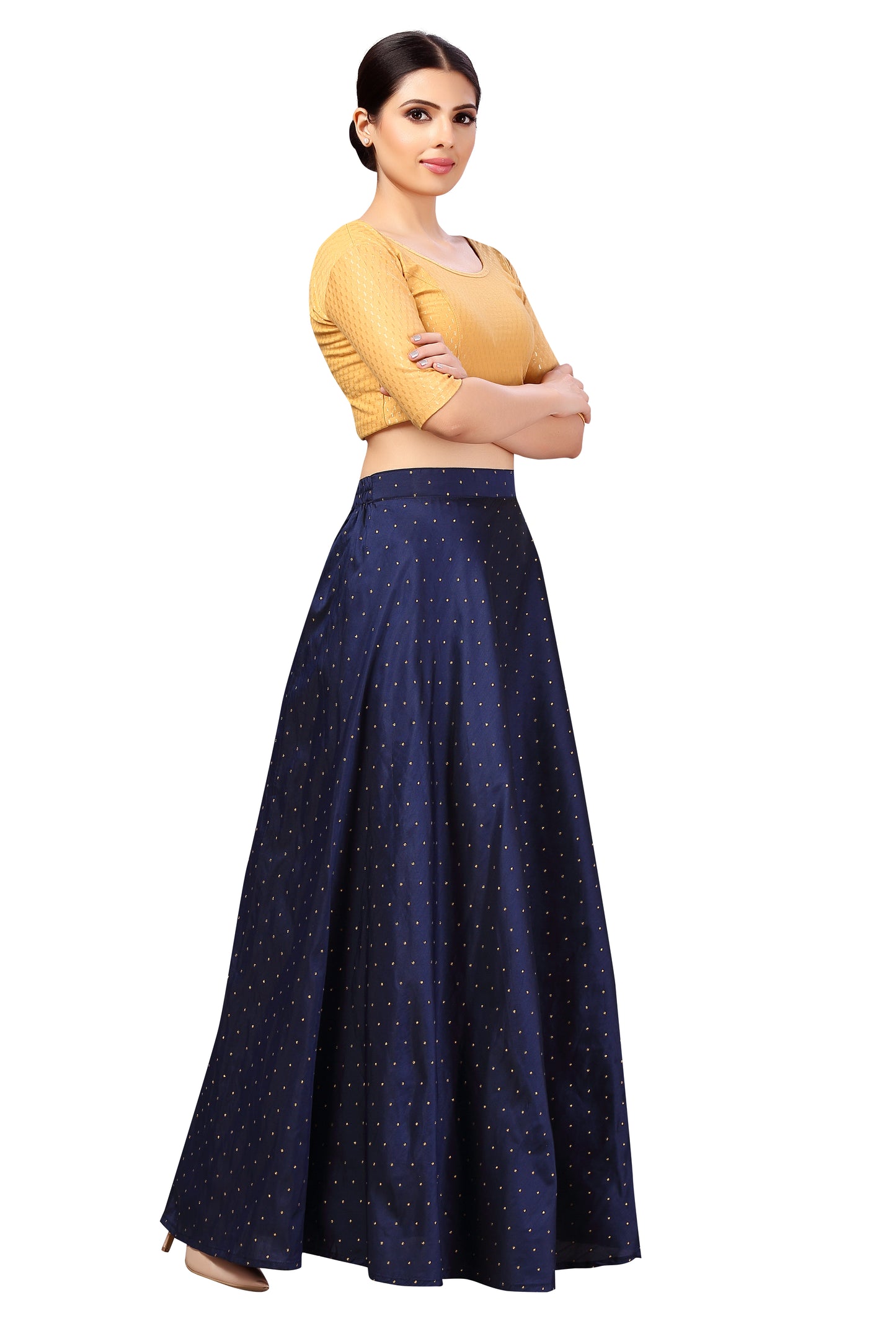 Women's Navy Blue Taffeta Skirt (Design 0613)