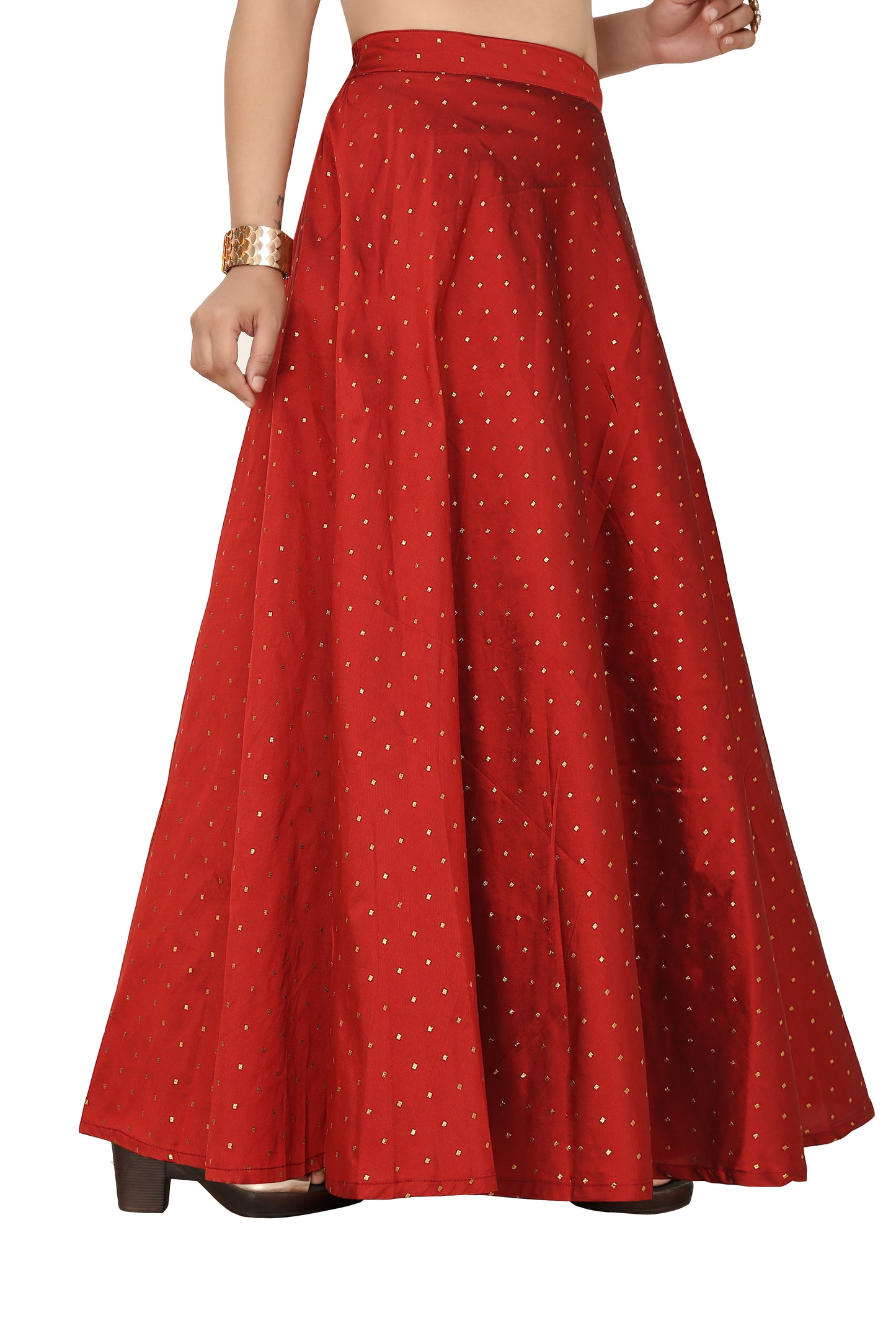 Women's Red Taffeta Skirt (Design 0613)