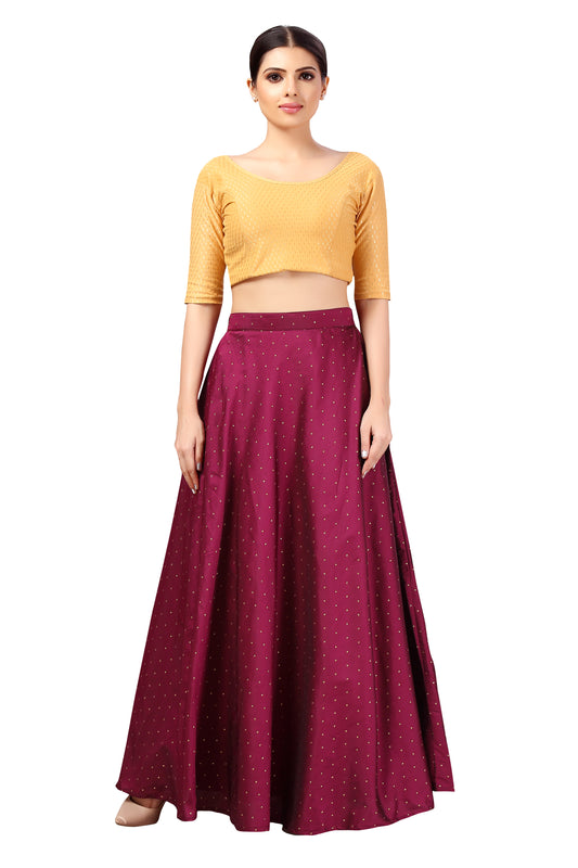 Women's Wine Taffeta Skirt (Design 0613)