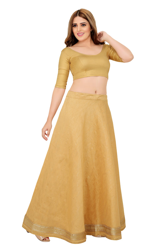 Women's Gold Raw Silk Skirt (Design 0617)