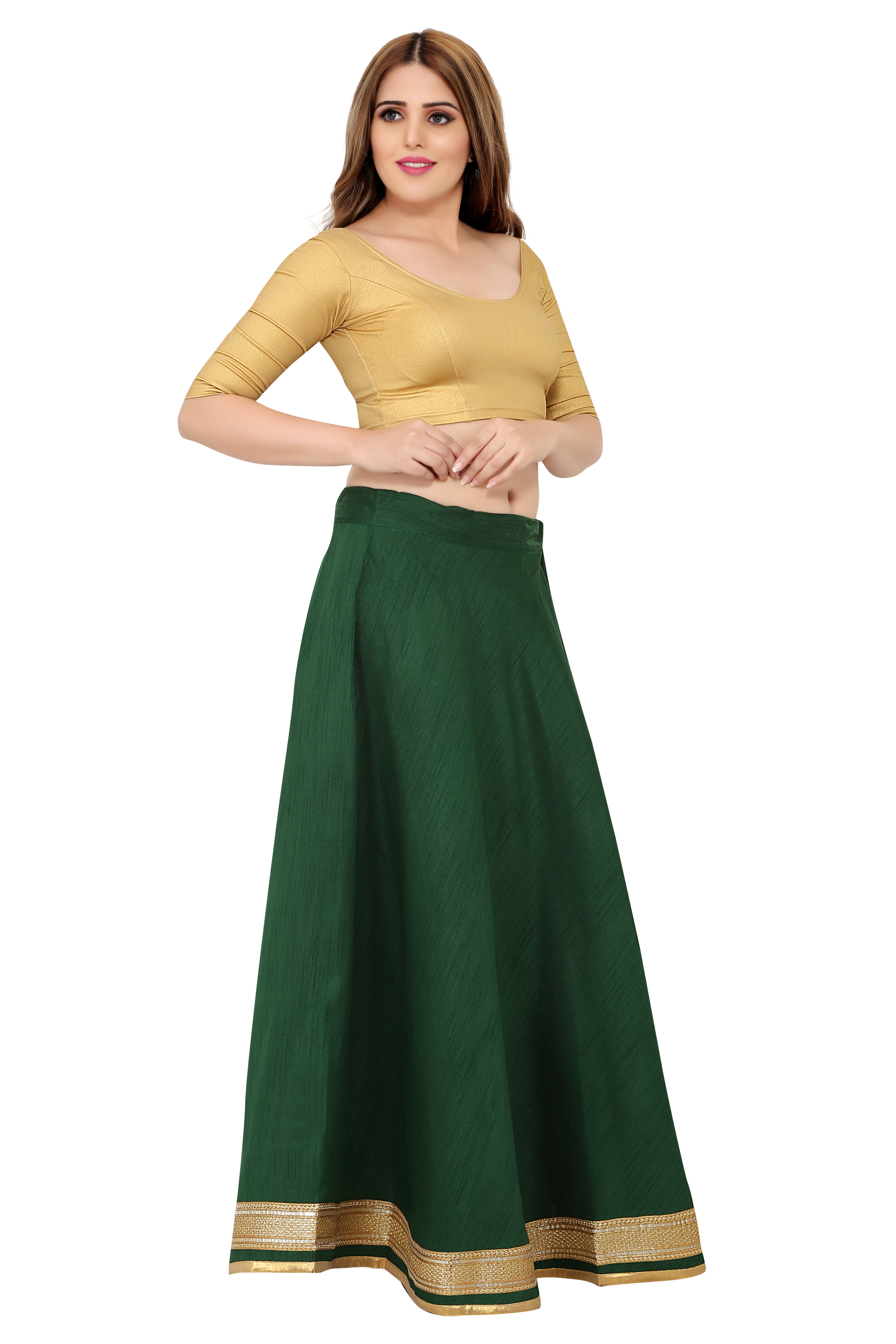 Leheriya Georgette Long Skirt in Green : BNJ201