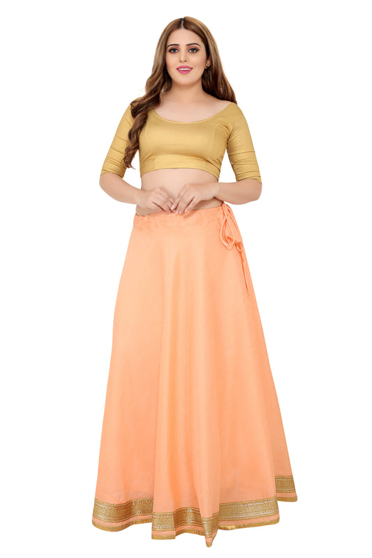 Women's Peach Raw Silk Skirt (Design 0617)