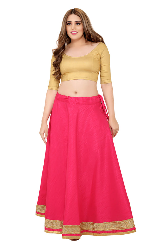 Women's Pink Raw Silk Skirt (Design 0617)