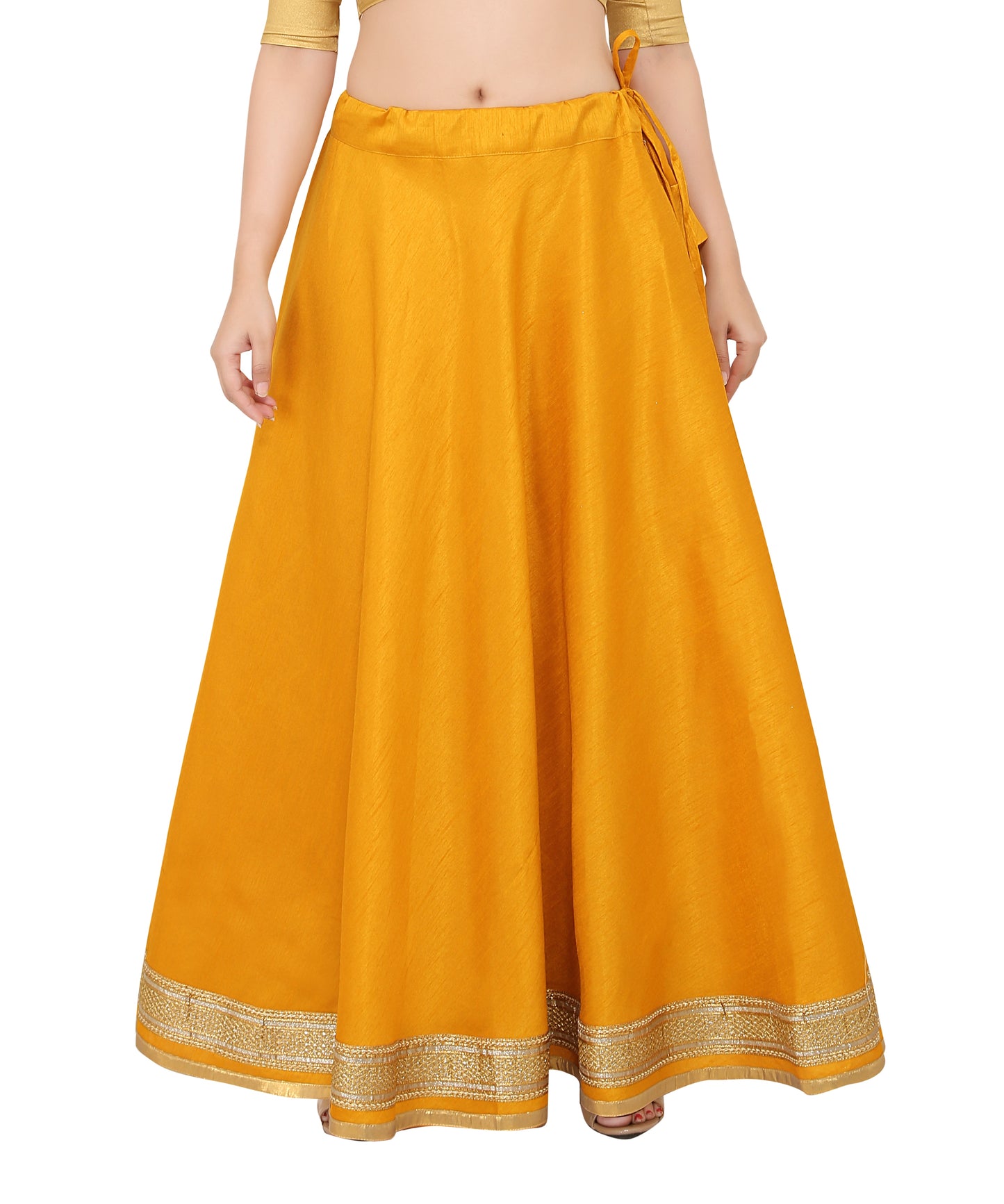 Women's Yellow Raw Silk Skirt (Design 0617)