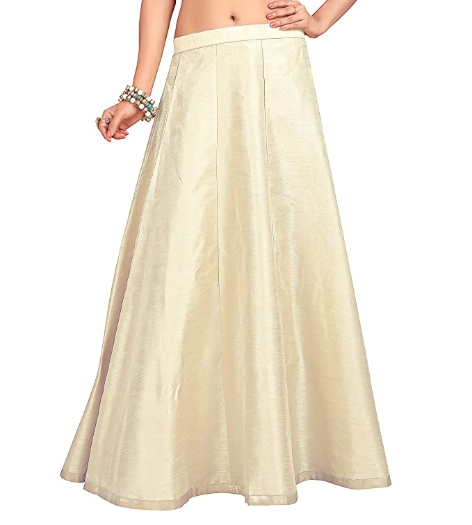 Women's Cream Raw Silk Skirt (Design 706)