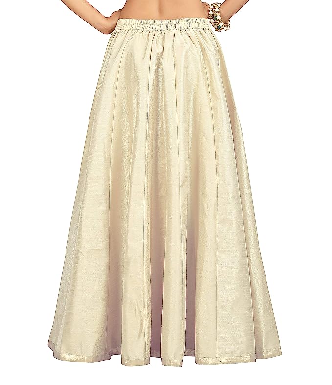 Women's Cream Raw Silk Skirt (Design 706)