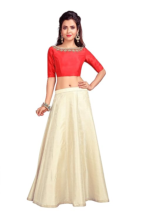 Women's Cream Raw Silk Skirt (Design 706)