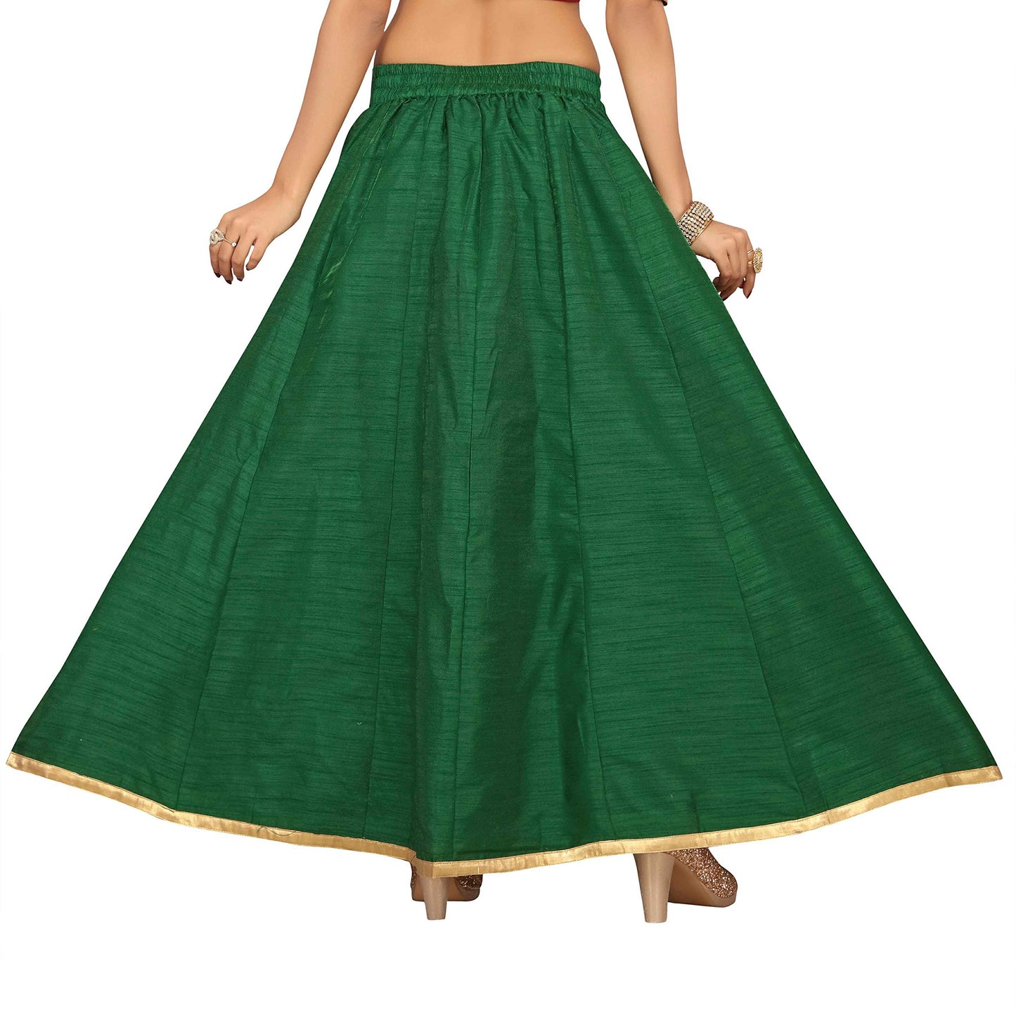 Women's Green Raw Silk Skirt (Design 706)