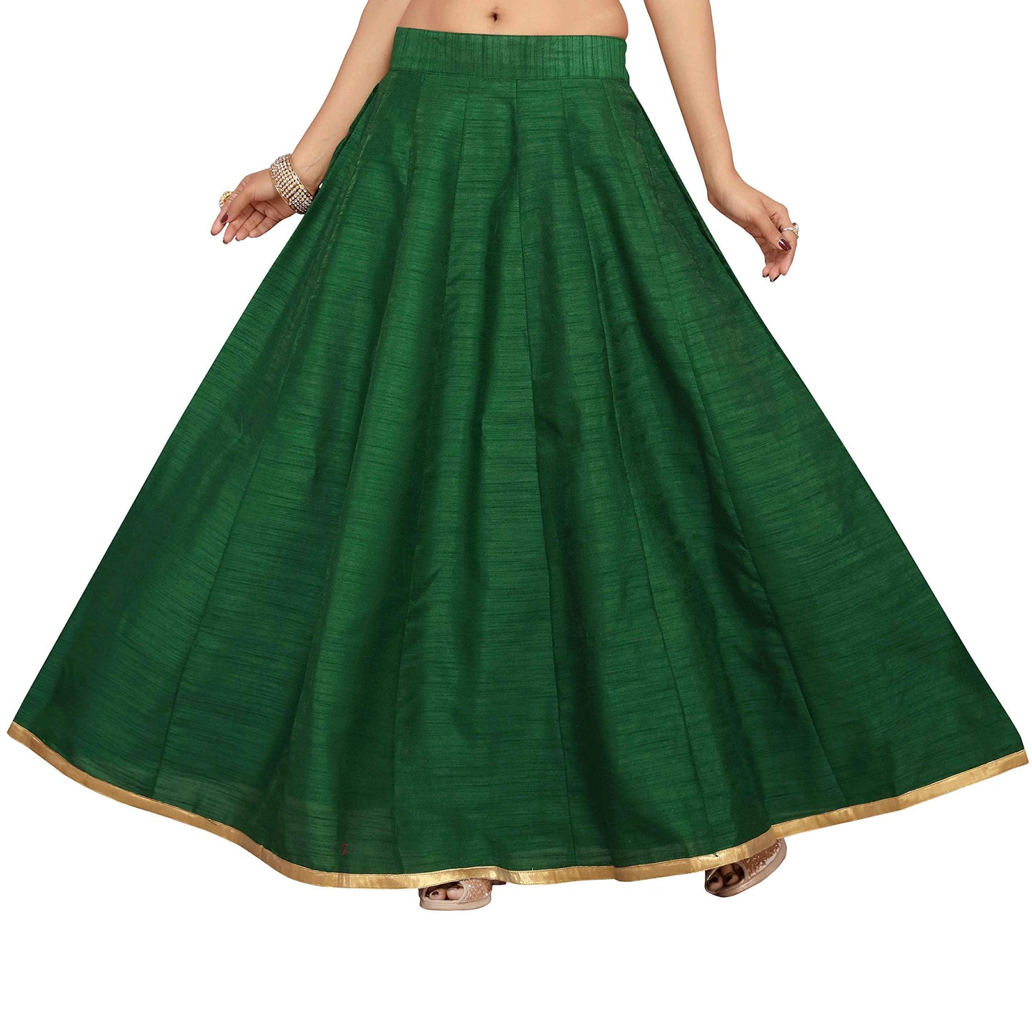 Women's Green Raw Silk Skirt (Design 706)