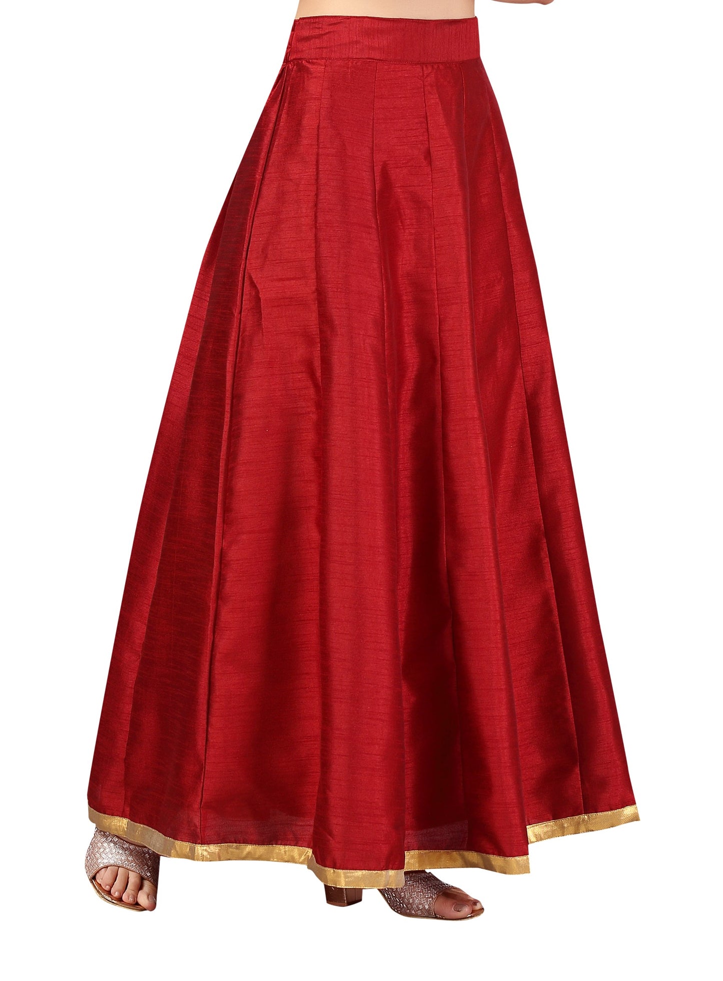 Women's Maroon Raw Silk Skirt (Design 706)