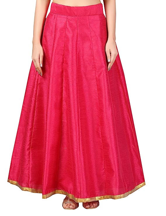 Women's Pink Raw Silk Skirt (Design 706)