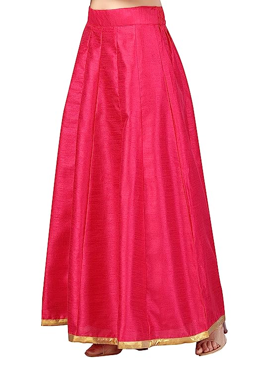 Women's Pink Raw Silk Skirt (Design 706)