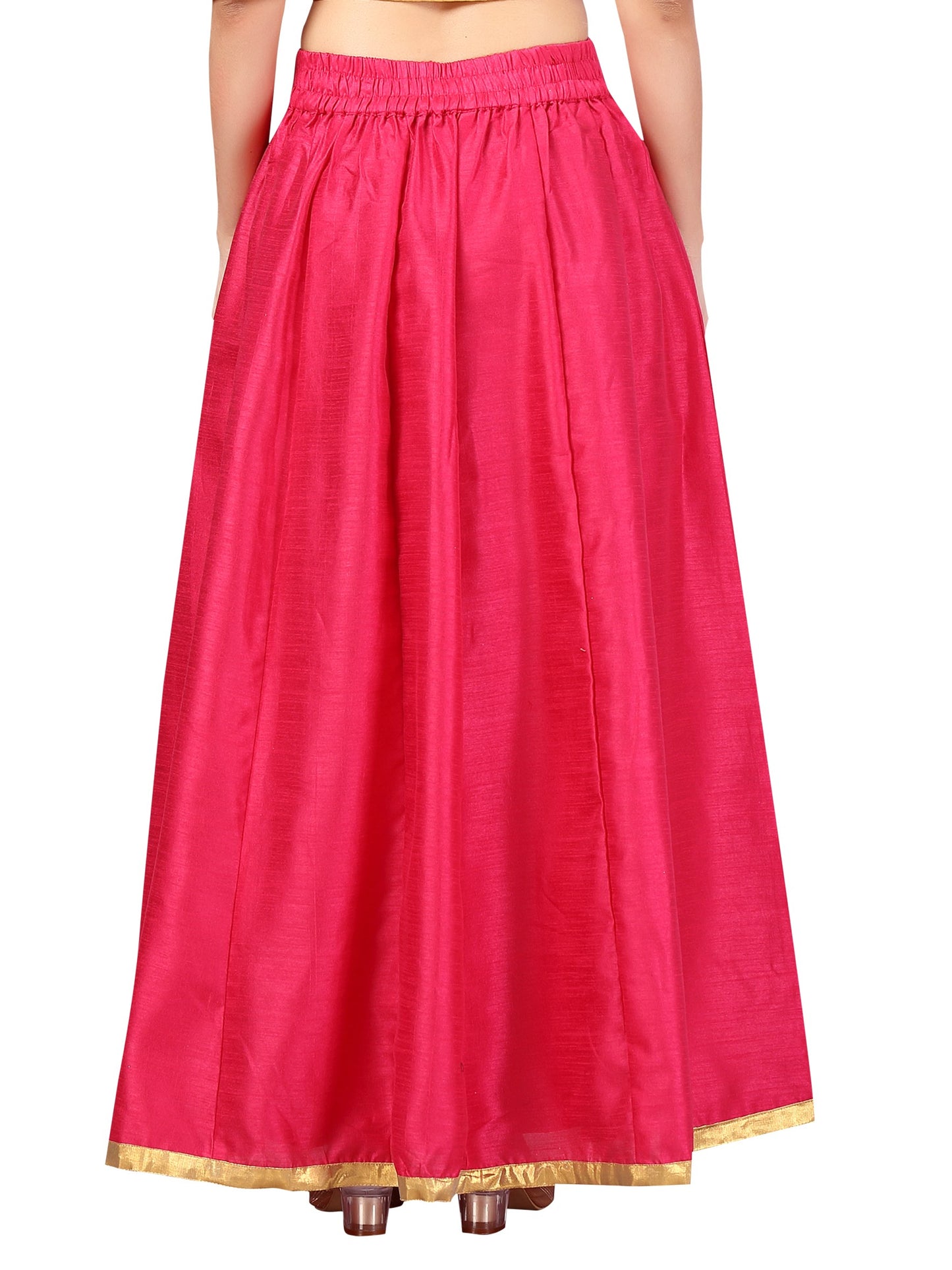 Women's Pink Raw Silk Skirt (Design 706)